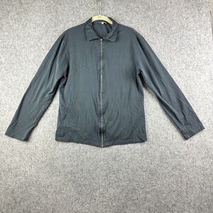 Reiss Knit Full Zip Sweater Jacket Mens M Blue Gray Egyptian Cotton Lightweight